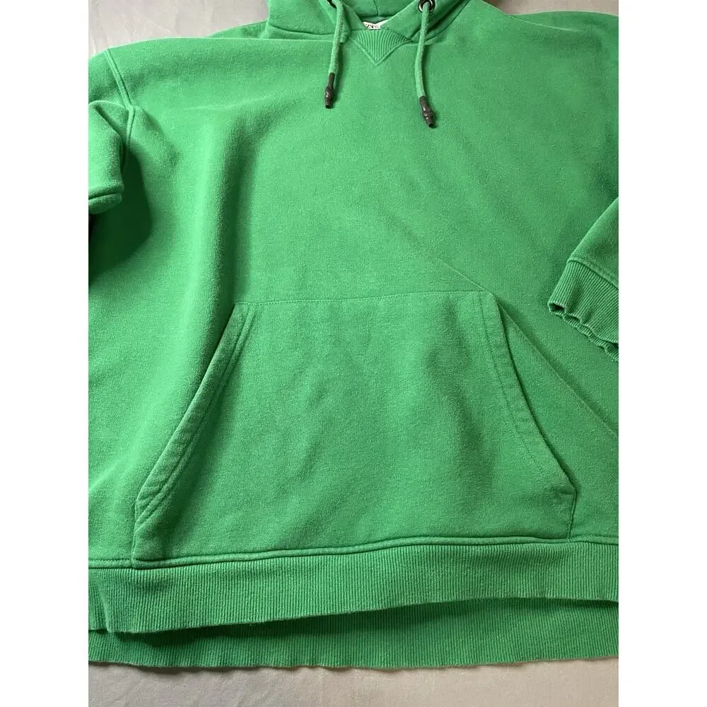 Zara Green Pullover Hoodie Sweatshirt Pocket Small Excellent Condition